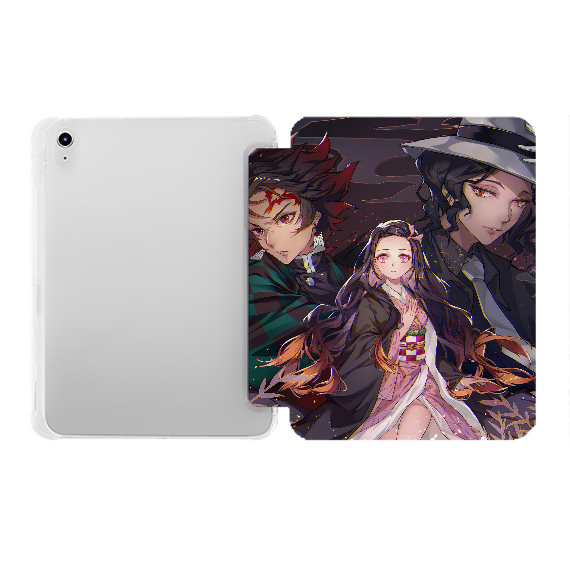 （画像用） 鬼滅の刃（きめつのやいば）竈門 炭治郎／かまど たんじろう Kamado Tanjirou IPad ケース ペン収納付き 三つ折りスタンド PUレザー×シリコン 対応機種9.5/10.5/10.9インチ